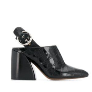 NEW: Chloe Crock-Embossed Block Heel-ed Mules (36)